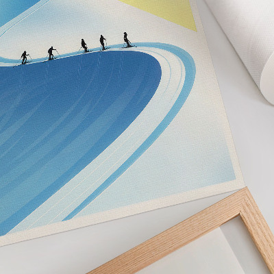 Poster A minimalist scene with skiers and the sky