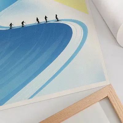 Poster minimalist skier mountain landscape