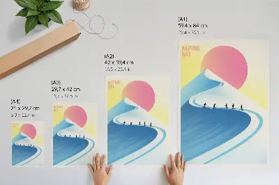 Poster minimalist skier mountain landscape