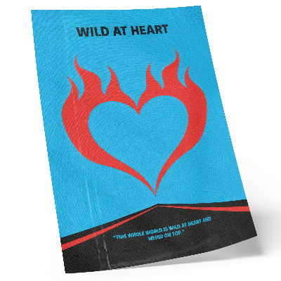 Art print Red flames heart blue background modern theme