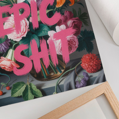 Premium wall art Pink lettering on a background of colorful flowers