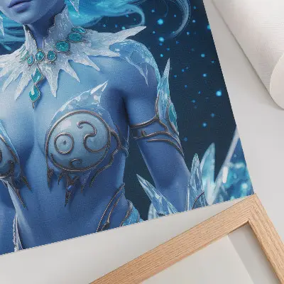 Poster fantastic atmosphere with a magical figure and ice crystals