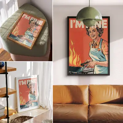 Premium wall art pop art style with colorful accents and a dynamic composition