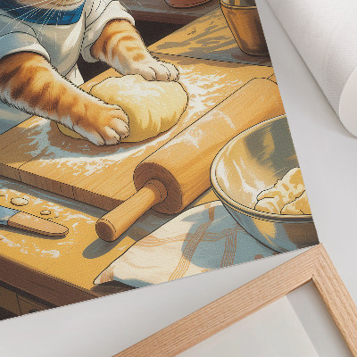 Decorative poster Adorable chef cat surrounded by potted plants