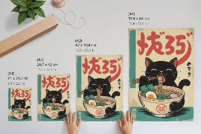 Premium wall art Black Cat Ramen Bowl Japanese Retro Inspirations