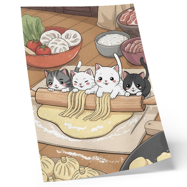 Decorative poster Kittens in the kitchen warm palette illustration