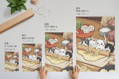 Decorative poster Kittens in the kitchen warm palette illustration