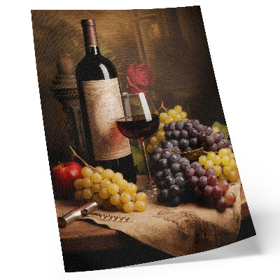 Premium wall art Bottle of wine grapes apple rose elegance
