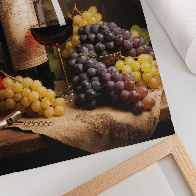 Premium wall art Bottle of wine grapes apple rose elegance