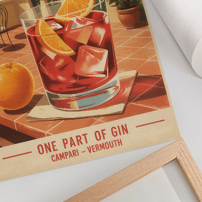 Decorative poster Orange drink on the terrace, retro style atmosphere