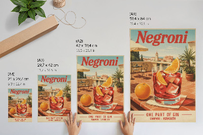 Decorative poster Orange drink on the terrace, retro style atmosphere