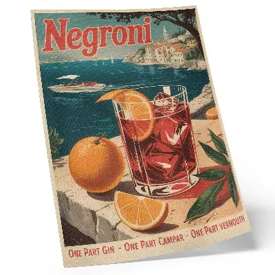 Poster with an intense seaside holiday atmosphere in orange
