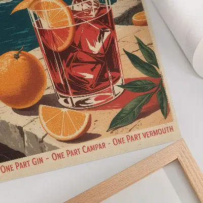 Poster with an intense seaside holiday atmosphere in orange