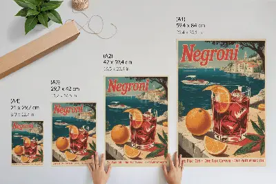 Poster with an intense seaside holiday atmosphere in orange