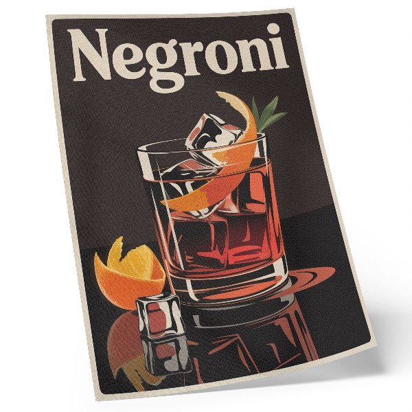 Art print Drink with ice and orange peel
