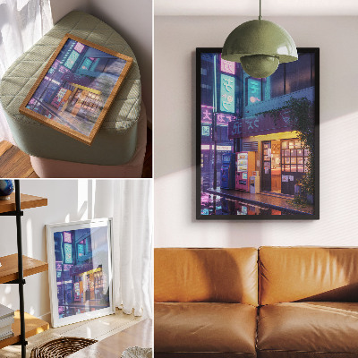 Premium wall art Neon rain atmospheric atmosphere colorful lights