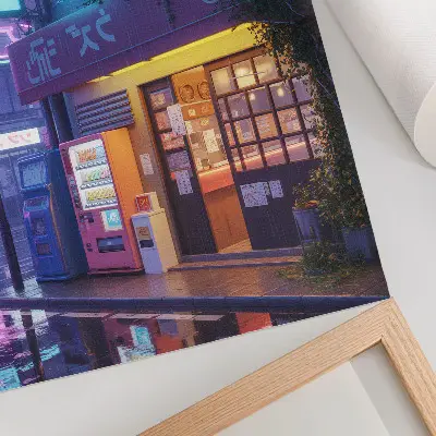 Premium wall art neon rain with atmospheric colorful lights