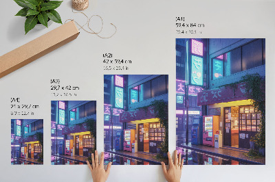 Premium wall art Neon rain atmospheric atmosphere colorful lights