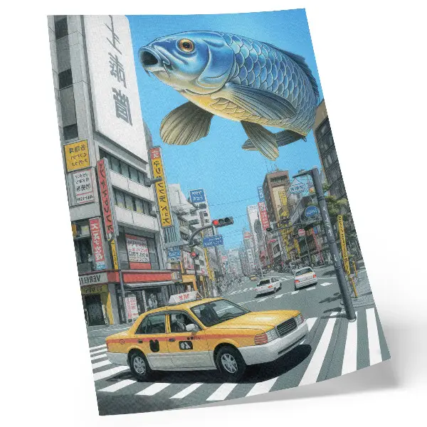 Decorative poster urban surrealism fish street art print