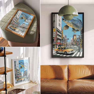 Decorative poster Urban surrealism fish modern street