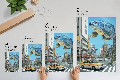 Decorative poster urban surrealism fish street art print