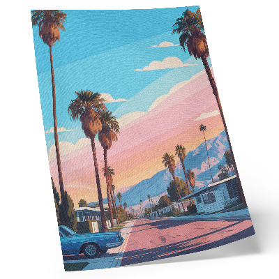 Premium wall art Colorful palm trees and a modern, peaceful street