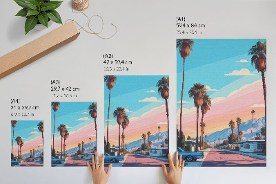 Premium wall art Colorful palm trees and a modern, peaceful street