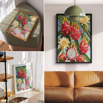 Art print Exotic fruits cacti sky bright colors