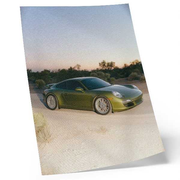 Premium wall art Sports car green desert sunset