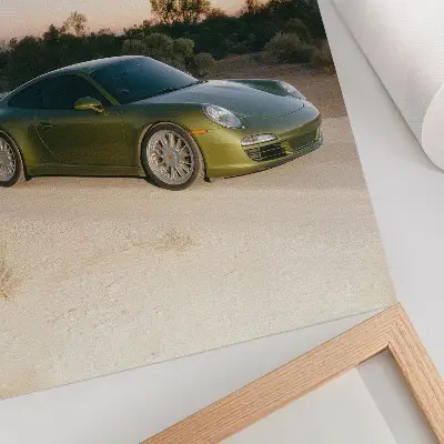 Premium wall art sports car in a desert sunset