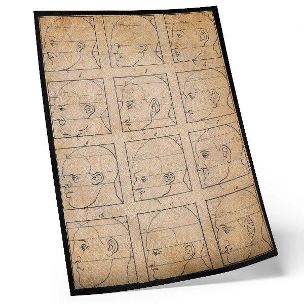 Poster Twelve human profiles in outline - drawing by Albert Dürer, ca. 1794