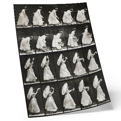 Poster Woman Lifting a Basket, Waving a Handkerchief (1887) – photograph by Eadweard Muybridge