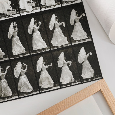 Poster Woman Lifting a Basket, Waving a Handkerchief (1887) – photograph by Eadweard Muybridge