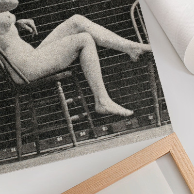 Art print Woman sitting naked in a chair smoking a cigarette, Eadweard Muybridge