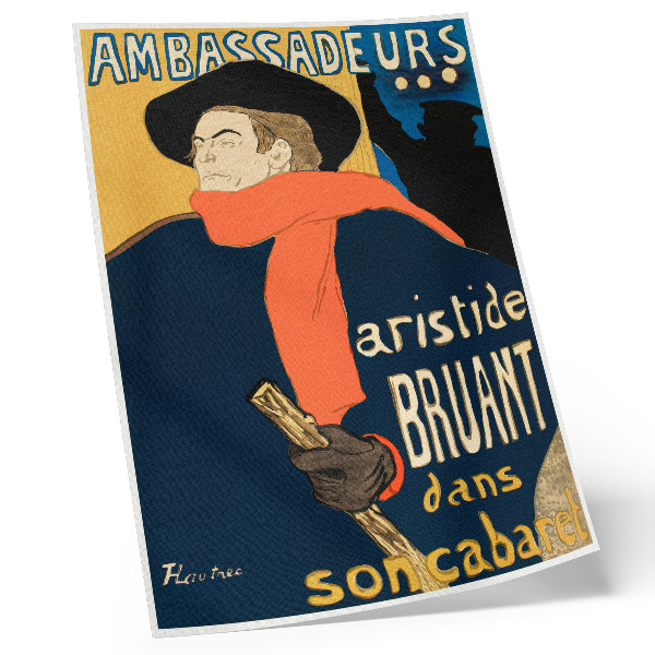 Poster The Ambassadors of Aristide Bruant dans son cabaret 1892 high resolution print by Henri de Toulouse-Lautrec