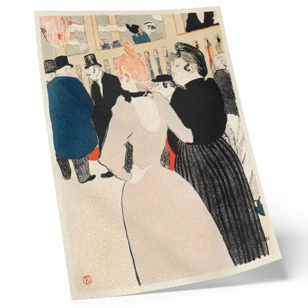 Decorative poster high-resolution print of At the Moulin Rouge La Goulue and Her Sister (1892) by Henri de Toulouse-Lautrec