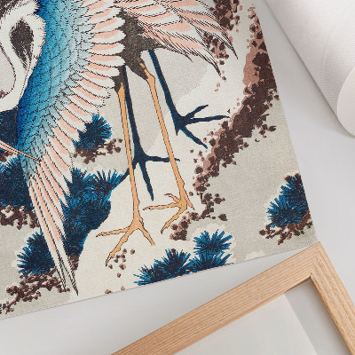 Art print Cranes in a Snow-Covered Tree by Katsushiki Hokusai (1834), vintage woodcut