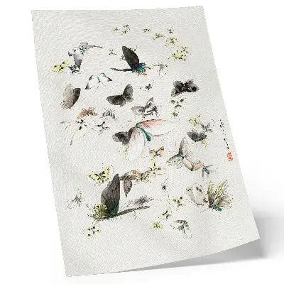 Hokusai's Butterflies and Moths (1830-1850) premium wall art
