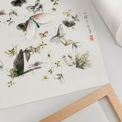 Hokusai's Butterflies and Moths (1830-1850) premium wall art