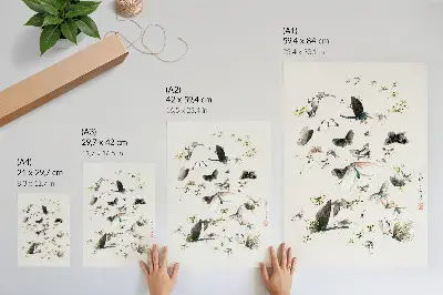 Hokusai's Butterflies and Moths (1830-1850) premium wall art