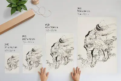 Decorative poster featuring Hokusai's Japanese Tiger from the Album of Sketches (1760-1849)