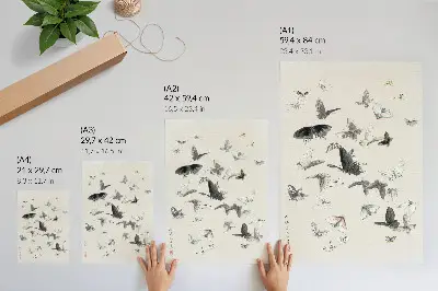 Hokusai's Butterflies and Moths art print poster
