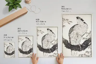 Katsushika Hokusai Bird Decorative Poster vintage Japanese woodblock print from the Album of Sketches (1814)
