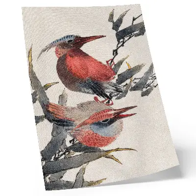 Katsushika Hokusai Birds from the Album of Sketches (1814) poster vintage Japanese woodblock print design