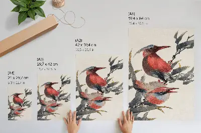 Katsushika Hokusai Birds from the Album of Sketches (1814) poster vintage Japanese woodblock print design