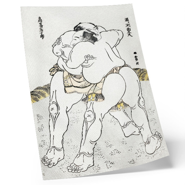 Premium wall art Sumo wrestlers by Katsushiki Hokusai (1760–1849), vintage Japanese woodblock print