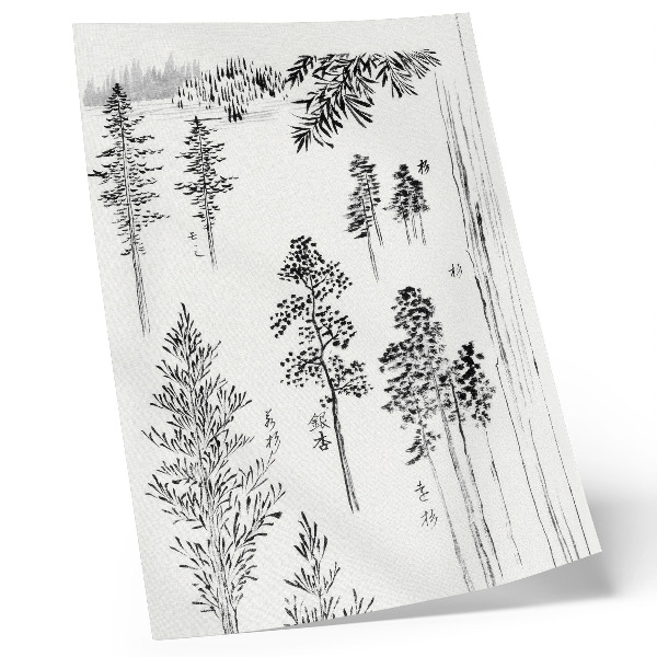 Art print Hokusai's Pines (1800-1900) – vintage Japanese woodblock print