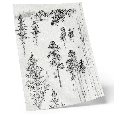 Art print vintage Japanese woodblock print of Hokusai's Pines from 1800-1900