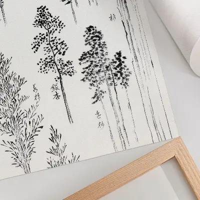 Art print vintage Japanese woodblock print of Hokusai's Pines from 1800-1900