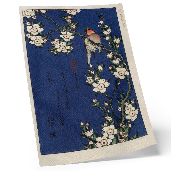 Decorative poster Katsushika Hokusai (1760-1849), Robin on a Cherry Blossom Branch